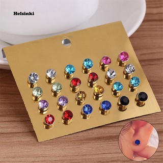 hel ชุดเครื่องประดับต่างหูเพทาย rhinestone 12 คู่