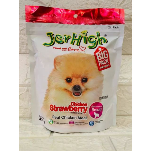 JerHigh Strawberry Stick  400 กรัม  เจอร์ไฮย์ สตรอเบอร์รี่ สติ๊ก 400 กรัม (1 ถุง)