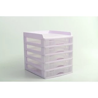 ตู้ลิ้นชัก 5 ชั้น พร้อมถาดบน A-109-1 สีม่วงพาสเทล Organizer with upper tray Purple Pastel color