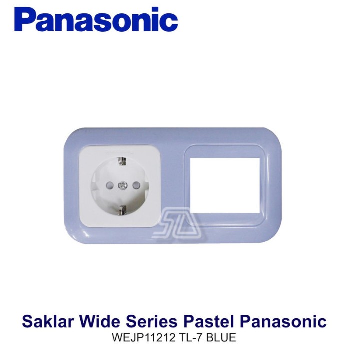 Panasonic WS Pastel Schuko 1G CP WH + กรอบ 2G WEJP1121-7 TL-7 สีฟ้า