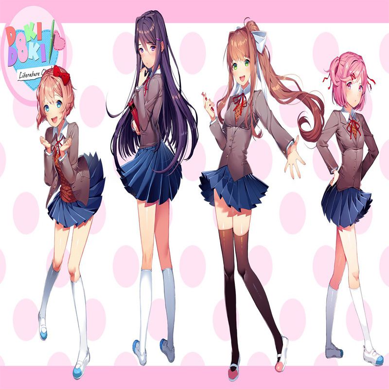 Blue Doki Doki Literature Club Monika คอสเพลย์ รองเท้าผู้หญิง สำหรับการแต่งตัวและสวมใส่วันธรรมดา
