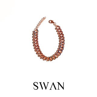 SWAN - Color Chain Bracelet สร้อยข้อมือเงินแท้ กำไลข้อมือโซ่ กำไลข้อมือสี ฝังเพชรคิวบิกเซอร์โคเนีย cubic zirconia