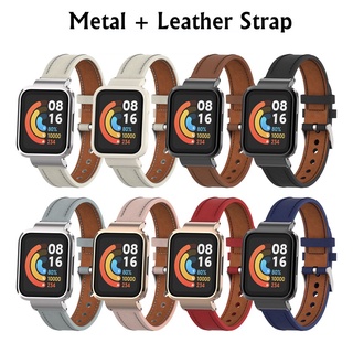 Redmi Watch 2 Lite Watchband Genuine Leather with Metal Frame Case for Miwatch 2 Lite Watch