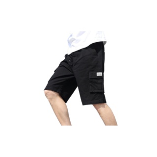 กางเกงขาสั้น3ส่วนเอวยางยืด มีกระเป๋ากางเกงลำลองผู้ชาย กางเกงแฟชั่นเกาลีผู้ชายใหม่(สีครีม,สีดำ) รุ่น MM36