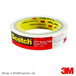 Scotch เทปเยื่อกาวสองหน้า สก๊อตช์ แกน 3 นิ้ว ยาว 10 หลา **มีให้เลือก 3 ขนาด** 3M #777 [S24]