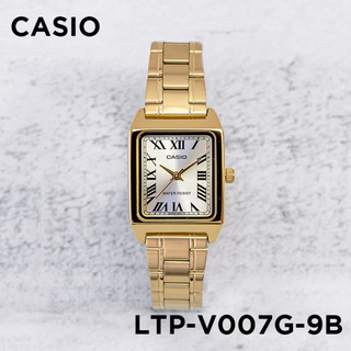 Win Watch shop นาฬิกา Casio รุ่น LTPV007G9B นาฬิกาผู้หญิง หน้าปัดเหลี่ยม สีทอง สายแสตนเลส