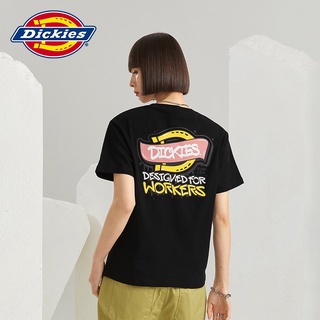 Dickies เสื้อยืดลําลอง แขนสั้น คอกลม สีขาว แฟชั่นฤดูใบไม้ผลิ และฤดูร้อน สําหรับสตรี 10389ยืด.สบาย.รัก