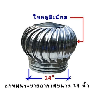 ลูกหมุนระบายอากาศ14" ฐานกระเบื้องลอนคู่1.20ม. 1.50ม.