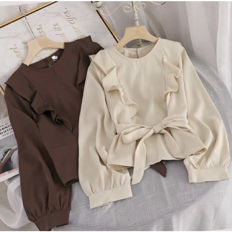 LONG-SLEEVED RUFFLE TOP | ALICE TOP RUFFLE เสื้อเบลาส์สไตล์เกาหลี