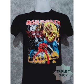 เสื้อยืดคอกลม สกรีนลาย IRON MAIDEN (รหัส 77)