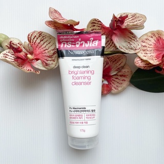 100, 175 g. ผลิต 09/22 Neutrogena Deep Clean Brightening Foaming Cleanser นูโทรจีน่า ดีพ คลีน โฟมล้างหน้า สีชมพู