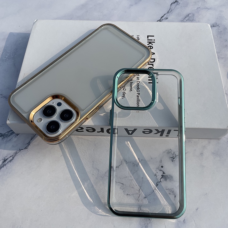 Space Case Electroplating HD โปร่งใสกันชนนุ่ม Hard Back สําหรับ iPhone 16 15Promax 14Promax 14 15Pro 15 11 12promax 12 13 13Pro 13promax 12Pro 11promax X XR Xsmax หรูหรา