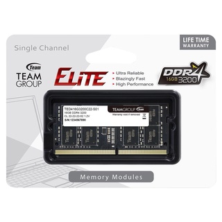 16GB (16GBx1) DDR4/3200 RAM NOTEBOOK (แรมโน้ตบุ๊ค) TEAM ELITE (TED416G3200C22-S01)