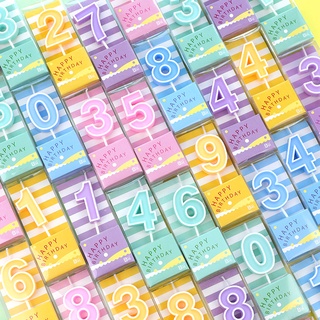 🧃เทียนวันเกิดตัวเลข สีพลาสเทลน่ารักมาก0-9**ราคาต่อชิ้น**