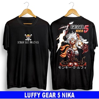 เสื้อยืด ผ้าฝ้าย พิมพ์ลาย ONE PIECE LUFFY JOY BOY GEAR 5 สีดํา สําหรับผู้ชาย และผู้หญิง เสื้อยืด พิมพ์ลายรูปภาพ DISTRO ส