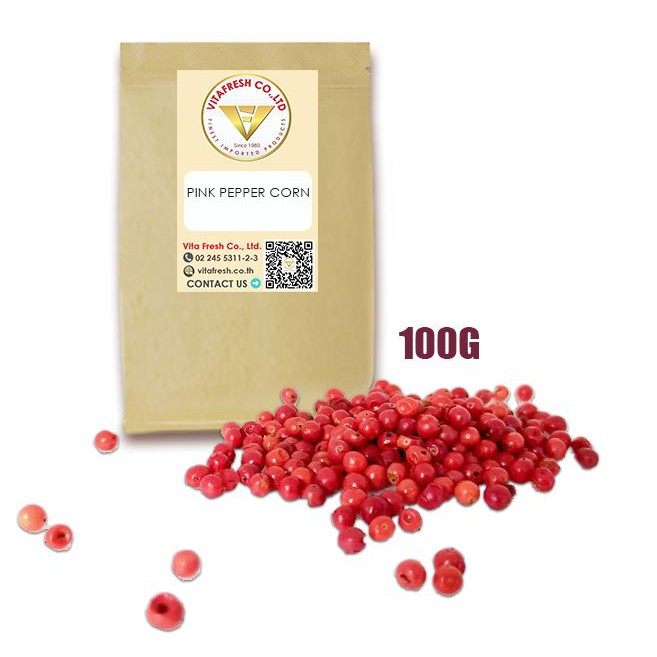 พริกไทยชมพู 100Grams Dried Pink berries Brazil Pink Pepper Corn