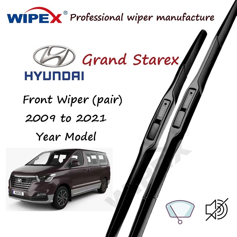 ใบปัดน้ําฝนหน้า Hyundai Grand Starex 20+24 ชุด/คู่สําหรับ 2009 ถึง 2021 ปี H1 ที่ปัดน้ําฝนกระจกรถยนต์ (แบบซิลิโคนไฮบริด) จาก wipex