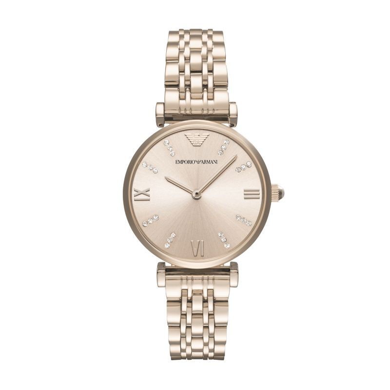 Emporio Armani นาฬิกา Gypsophila ธุรกิจบุคลิกภาพแฟชั่นนาฬิกาที่เรียบง่ายเข็มขัดเหล็กควอตซ์หญิงนาฬิกา AR11059