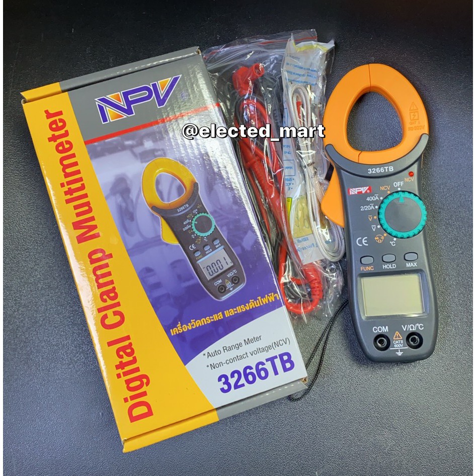 DIGITAL CLAMP METER คลิปแอมป์ NPV 3266TB  วัดค่าทางไฟฟ้า วัดอุณหภูมิ ดิจิตอลแคล้มป์มิเตอร์ มีโปร 1 แ