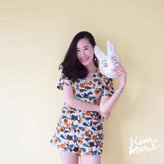 Kimmame - จั้มสูท รุ่น White Daffodil Linen Playsuit (Sale)