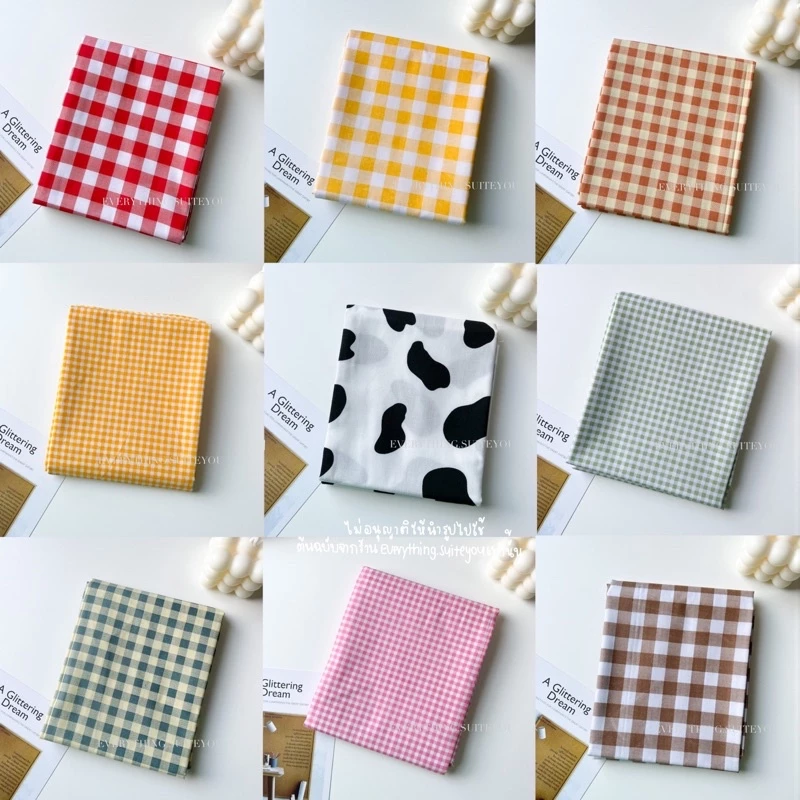 ♡พร้อมส่ง♡ผ้าลายตารางสก็อต Gingham มินิมอล คุมโทนสไตล์เกาหลี พร็อพถ่ายรูป ปูโต๊ะ ปิคนิค*ไม่เย็บขอบ[แบ่งขาย 0.5m+]