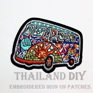 🚗 ตัวรีดติดเสื้อ ลาย รถยนต์ รถโฟล์ รถตู้ ฮิปปี้ ฮิปสเตอร์ Hippie Old Van Car Patch งานปัก WOP DIY ตัวรีด อาร์มติดเสื้อ