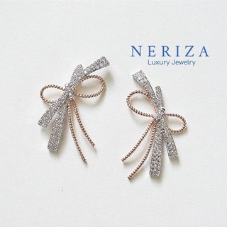 Neriza Jewelry/ต่างหูเพชรสังเคราะห์ ประกายไฟเทียบเท่าเพชรแท้ จัดส่งฟรีNE094