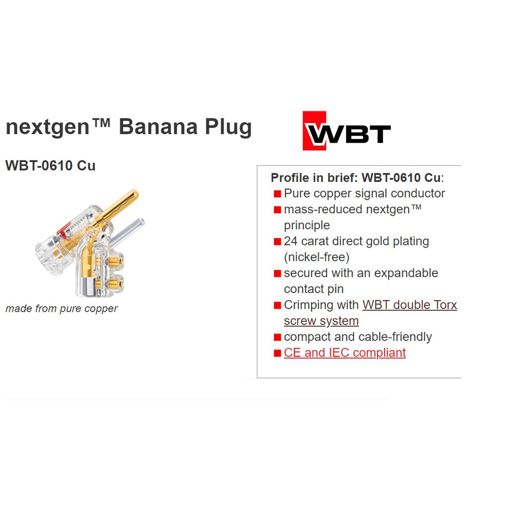 ของแท้จากตัวแทน WBT-0610 Cu nextgen Banana Plug NEW Version Pure Copper audio grade / ร้าน All Cable