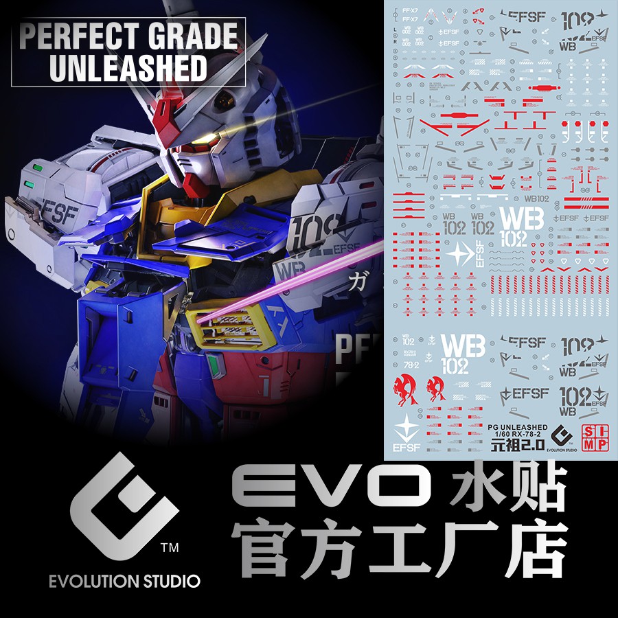 Evo Pg 1 60 Rx 78 2 Yuanzu 2 0 Gunpla 40th Anniversary สต กเกอร เร องแสงส าหร บตกแต ง 193