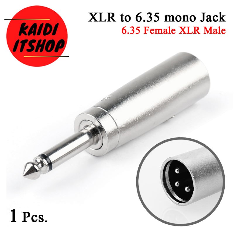 XLR Male to 1/4 TS Adapter, 6.35mm Mono Plug to XLR Male Unbalanced Audio Adapter Gender Changer Con