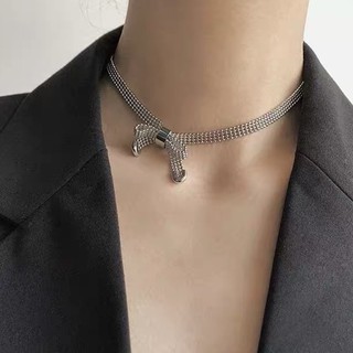 สร้อย Choker โบว์เงิน เท่ๆ