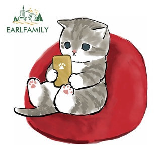 Earlfamily สติกเกอร์ ลายแมวน่ารัก 13 ซม. สําหรับตกแต่งรถยนต์ คอมพิวเตอร์