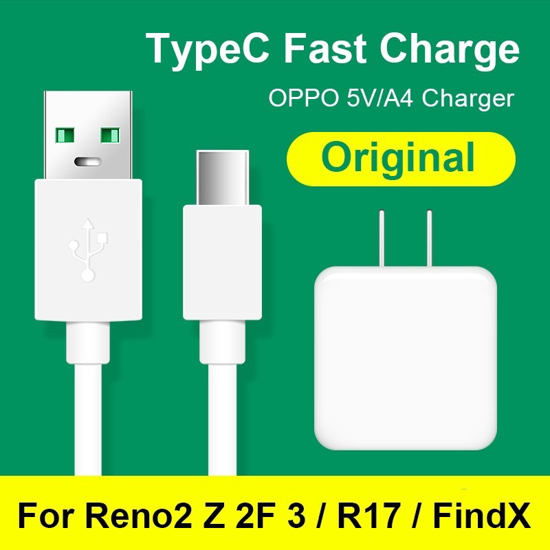 OPPO VOOC Type C Fast Charger + สาย USB 5A Oppo R17 R17pro A9 2020 F11 F9 Reno 2 Z 2F 3Pro Realme5 X