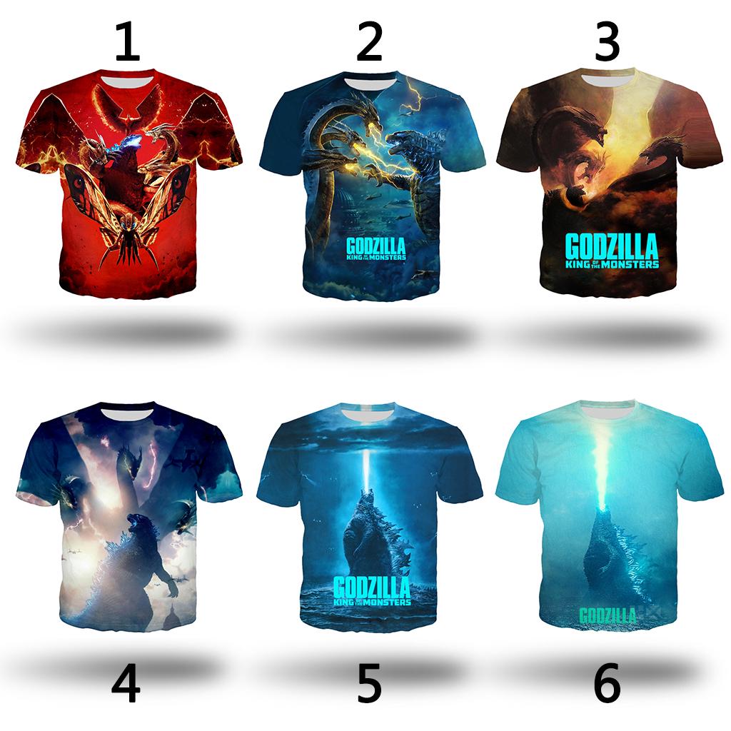 พร้อมส่ง เสื้อยืดลําลอง แขนสั้น พิมพ์ลาย Godzilla II King of Monsters สไตล์ฮาราจูกุ แฟชั่นฤดูร้อน สําหรับเด็กผู้ชาย ผู้หญิง 2