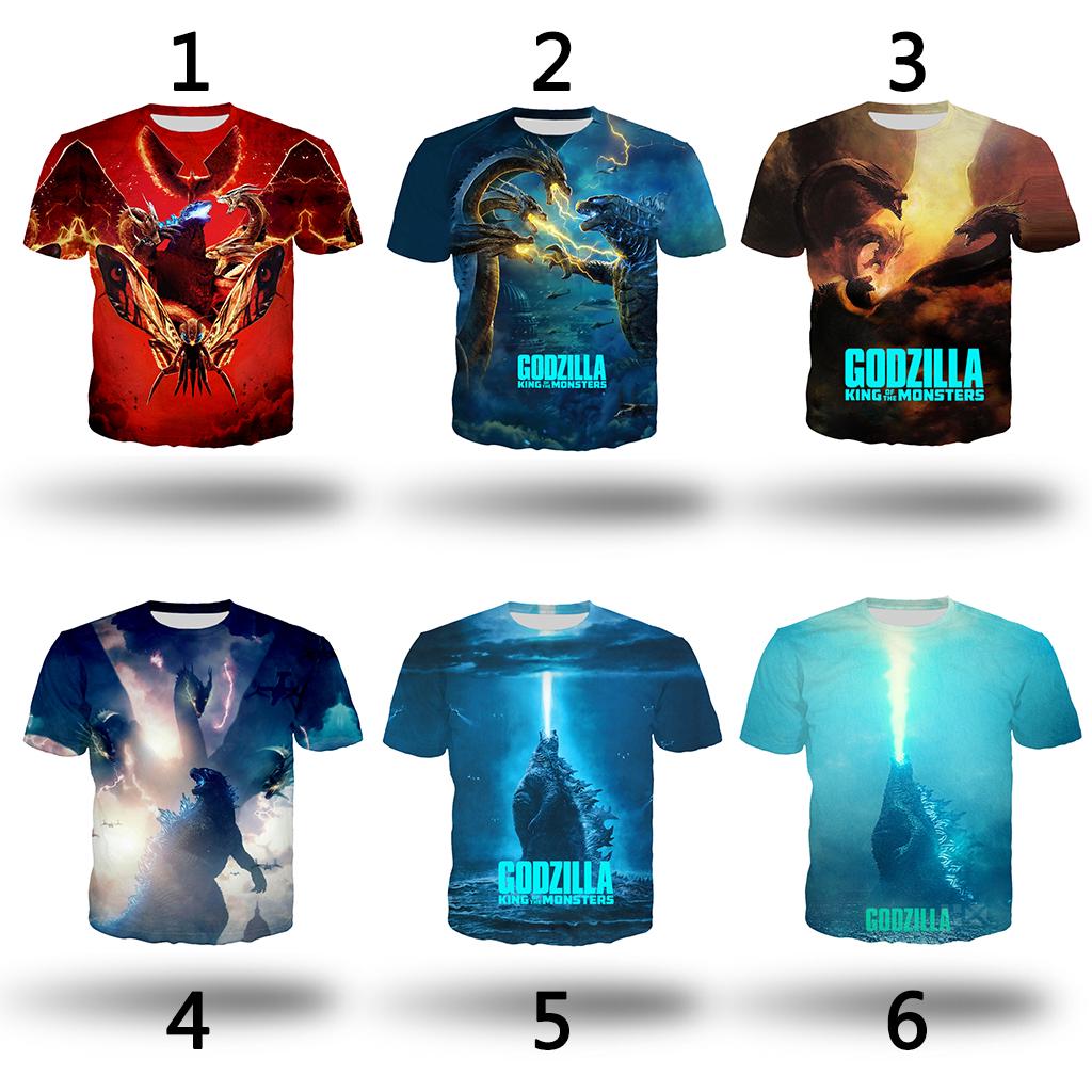 เสื้อยืดแขนสั้นพิมพ์ลาย Godzilla : King Of The Monster 3 D สําหรับผู้ชายเสื้อยืดลายทาง