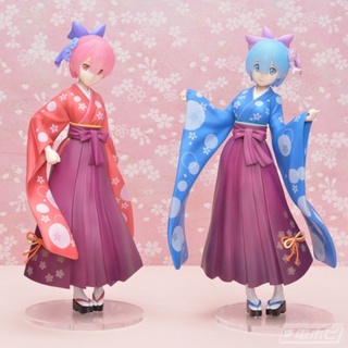 Lot JP🇯🇵 แพ็คคู่‼️SEGA Rezero Re:Zero Rem Ram Super Premium Figure Japanese Style Kimono 23cm 9 inches (2 Figures Set)