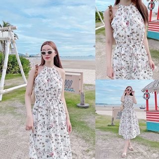 SLYQ MADE 🍊 SICILY PRINTED COTTON TIE WAIST DRESS ชุดเดรสลายดอก แขนกุดผูกเอวผ้าพิมพ์ลาย ผ้าคอตตอนสปัน