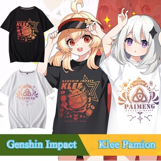 Hot Genshin Impact 3D เสื้อยืดพิมพ์ลาย Klee Paimon แขนสั้น TOP Tees 2021