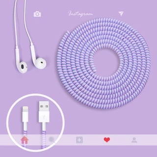 Ready Stock1Pc 1.4M/55 นิ้วGradient Spiral Cord Protector Cable Winderสําหรับสายหูฟังสาย/สายชาร์จ
