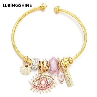 ใหม่สแตนเลสสตีลสร้อยข้อมือคริสตัล Evil Eye จี้เคลือบ Unicorn Charms สร้อยข้อมือสำหรับผู้หญิงเปิดเครื่องประดับ