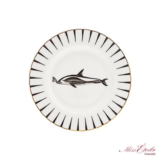 จานเซรามิค Miss Etoile (มิสเอทัวร์) สำหรับใส่อาหารและขนม (งานแฮนด์เมด) Side Plate Dolphin : PL18003-DP