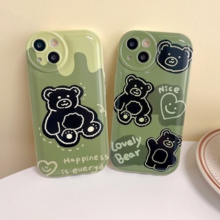 เคสโทรศัพท์มือถือ ลายหมีน่ารัก สีเขียว สําหรับ Oppo A12 A12e A3s A5 Ax5 A7 A5s A31 2020 A9 2020 A5 2020 A15 A15s A35 A53 A53s A33 F11 A9 A92s F9 Reno 5 4Z Find X5 Pro X3 Pro A55