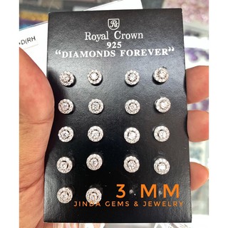 ต่างหูเพชร เงินแท้ cz size 3 mm