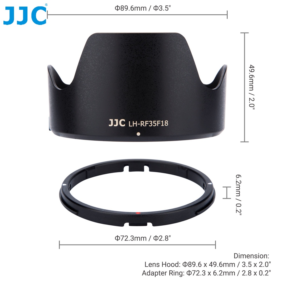 JJC Lens Hood EW-52 ฝาครอบเลนส์สำหรับ Canon RF 35mm F1.8 Macro IS STM  เครื่องประดับ LH-RF35F18