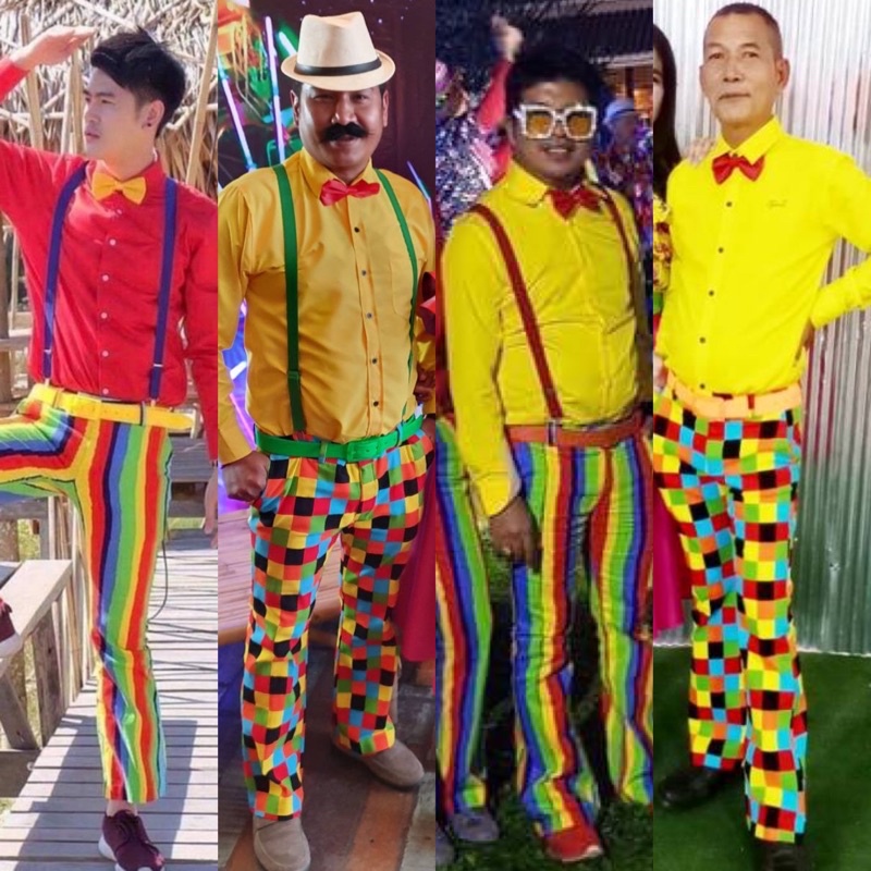 เซตเสื้อเชิ้ตกางเกงแหยม ชุดแหยมชาย ชุดย้อนยุคชาย (เสื้อ+กางเกง)