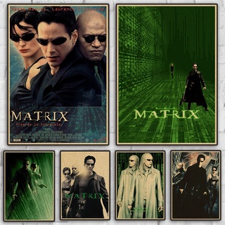 โปสเตอร์กระดาษคราฟท์ พิมพ์ลาย The Matrix สไตล์วินเทจ คลาสสิก ย้อนยุค สําหรับตกแต่งผนังบ้าน ห้อง