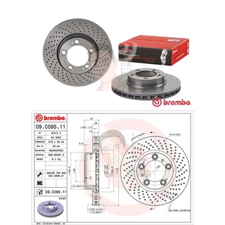 D09 C095 11 จานเบรค ล้อ F-R (ยี่ห้อ BREMBO) รุ่น HC UV Dr PORSCHE 911 Boxster Cayman / Right (996/997/986/987) ปี2004...