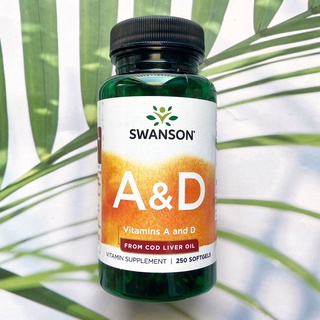 46% OFF Sale!! EXP:06/23 วิตามินเอและ ดี Vitamins A 1500 mg &amp; D 10 mcg from Cod Liver Oil 250 Softgels (Swanson®)