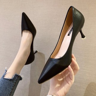 รองเท้าส้นสูง หนังนิ่มสีสดใส KRG168