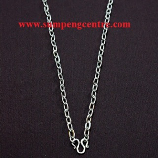 สร้อยสแตนเลสทับแบน เบอร์ 1: 16" - 30: (ครึ่งโหล), Flat stainless necklace with holes no. 1: 16" - 30" (half a dozen)